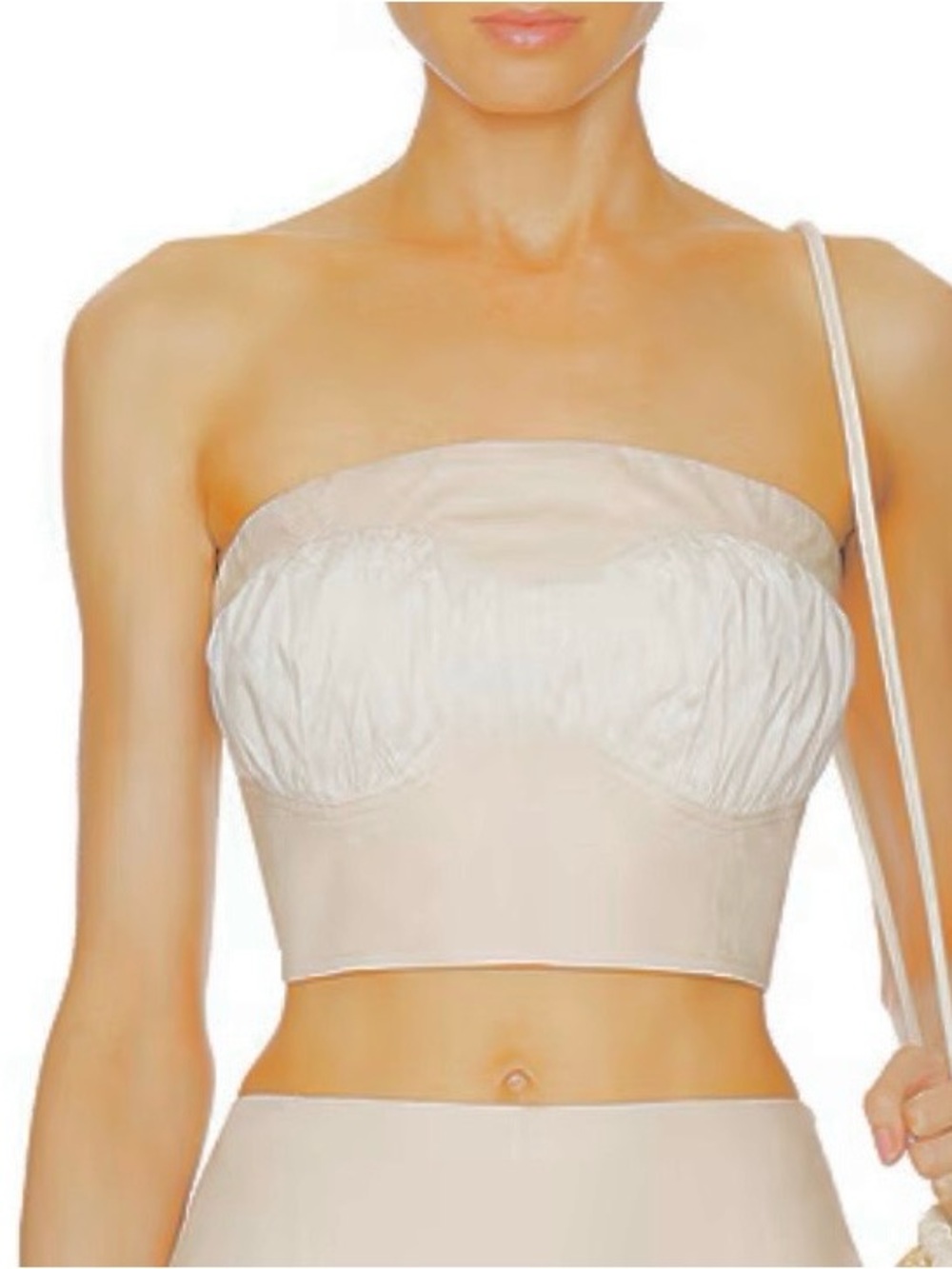 Strapless Longline Bralette Top in Cream